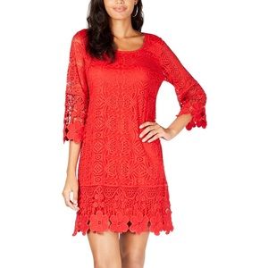 ALFANI: red lace 3/4 sleeve dress